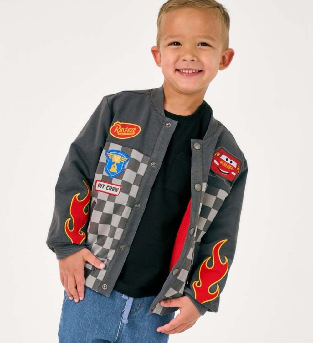 Little Sleepies Pixar Cars Piston Cup Bomber Jacket Size 4T